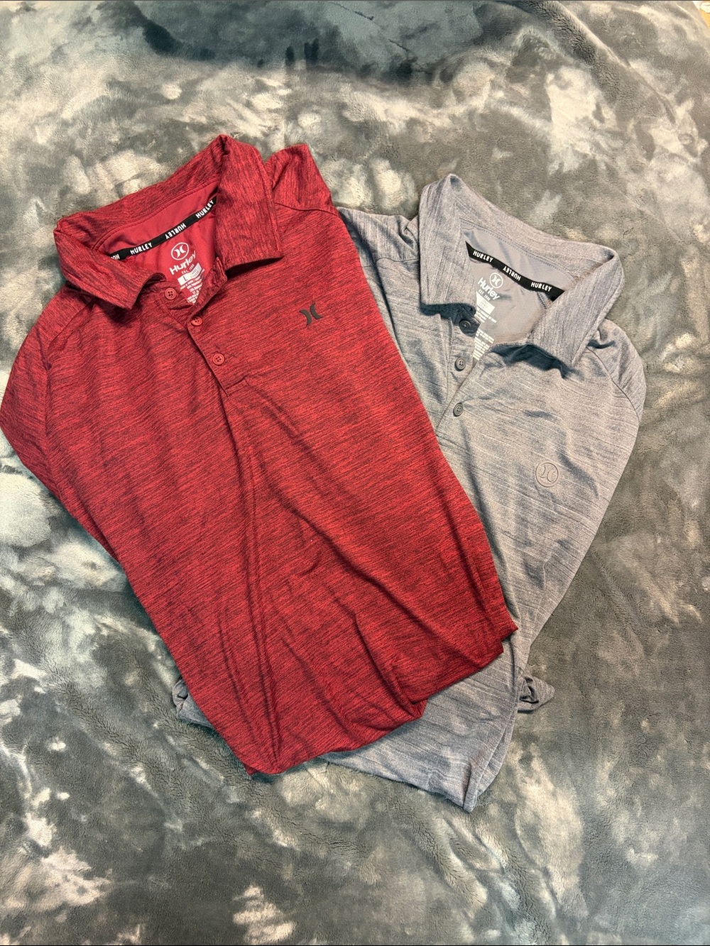 Hurley Men’s large  Red and Gray Heather Polo Duo